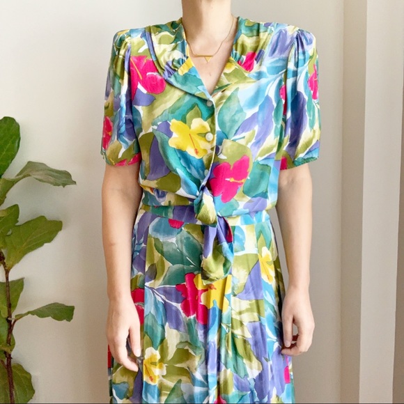 Vintage Dresses & Skirts - Vtg Union Label Multicolored Skirt Blouse Set  8